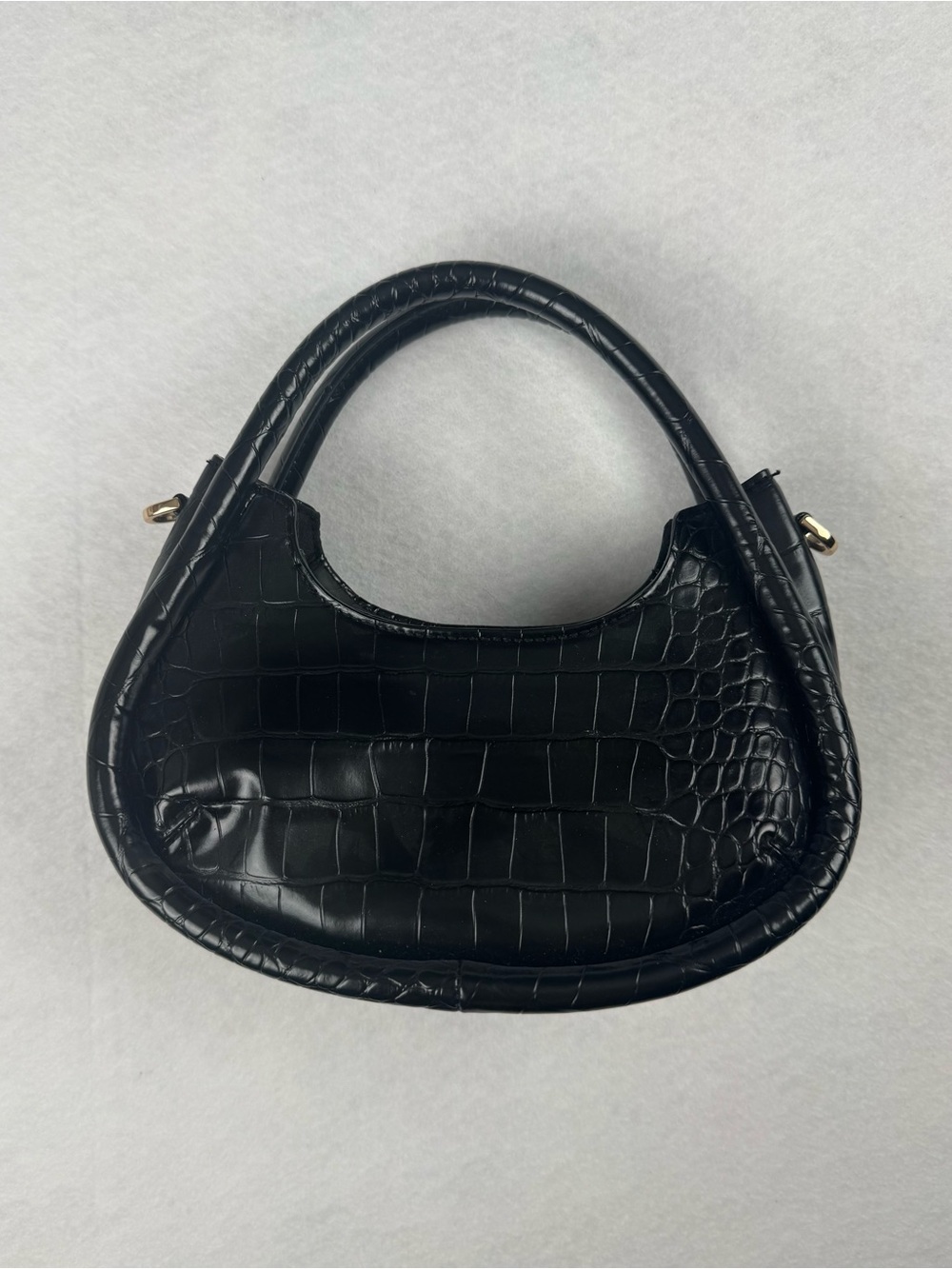 A New Day Black Croc Embossed Shoulder Bag Baguette Crossbody Y2K Gold Hardware